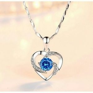 Wei Wei Korean New Crystal Zircon Heart Pendant Ne